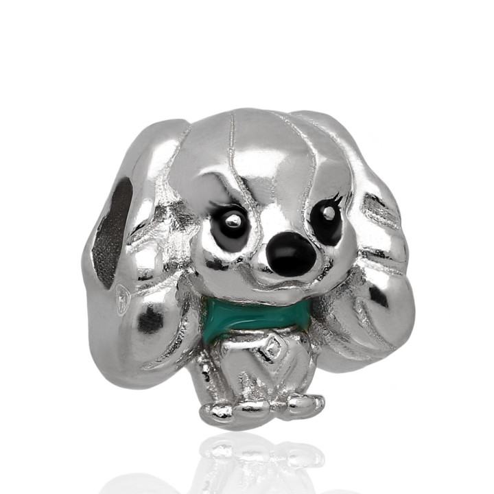 Wisiorek srebrny modułowy beads piesek 925