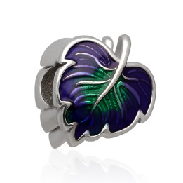 Wisiorek srebrny modułowy beads listek liść 925