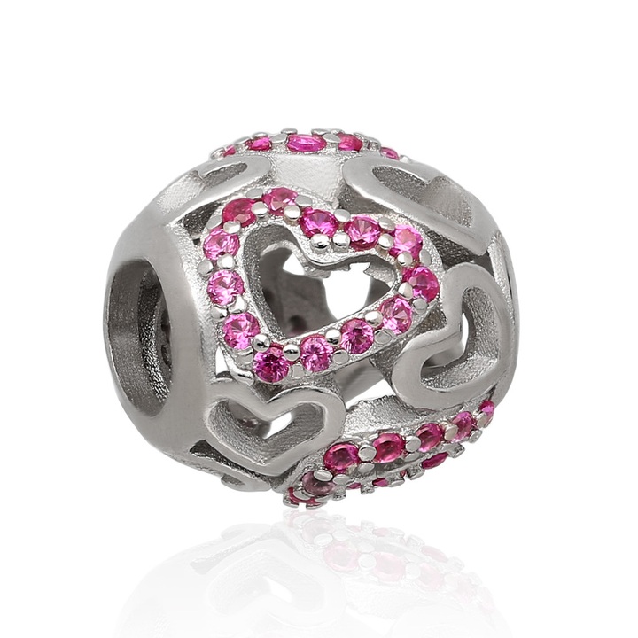 Wisiorek srebrny modułowy beads serca 925