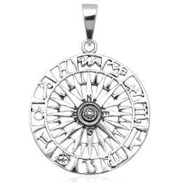 Wisiorek srebrny róża wiatrów kompas zodiak 925