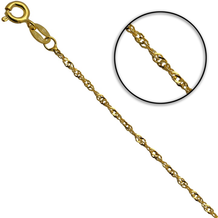 Łańcuszek damski SINGAPUR pozłacany WŁOSKI skręcany 42cm 1,5mm 925