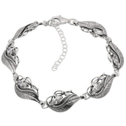 Bransoletka srebrna liść...
