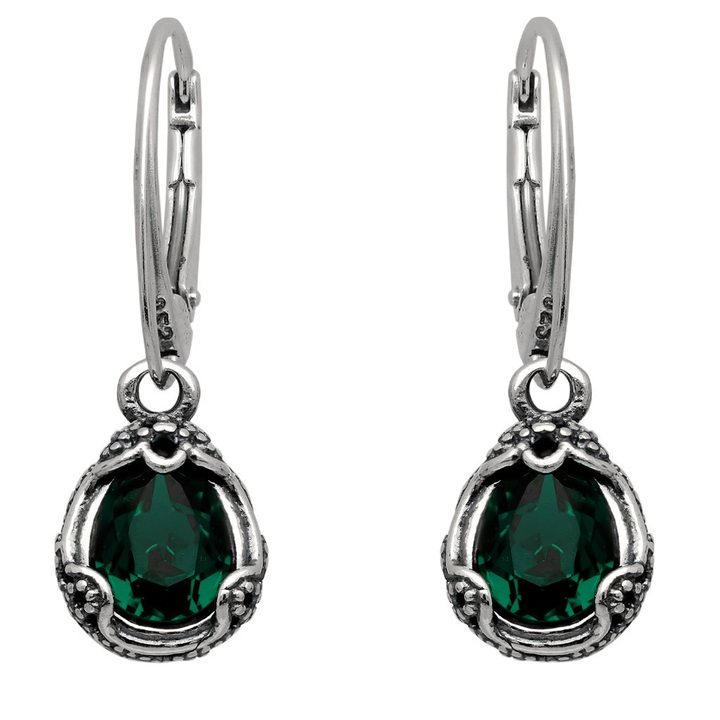 Kolczyki srebrne wiszące zielone swarovski angielskie 925