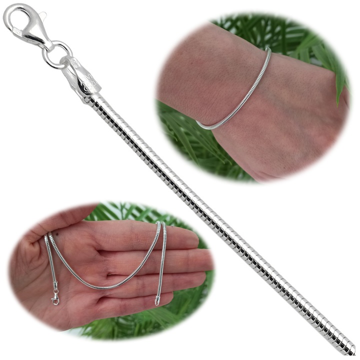 Bransoletka srebrna DAMSKA ŻMIJKA GRUBA linka okrągła 19cm 2.4mm 925