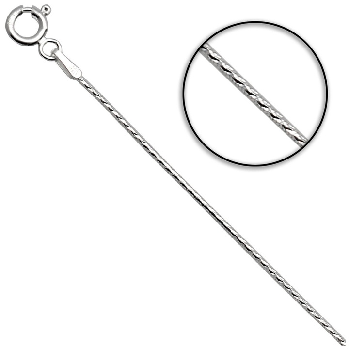 Łańcuszek srebrny DAMSKI ŻMIJKA linka diamentowana 50cm 0.9mm 925