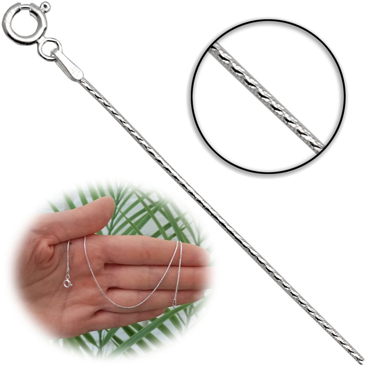 Łańcuszek srebrny DAMSKI ŻMIJKA linka diamentowana 50cm 0.9mm 925