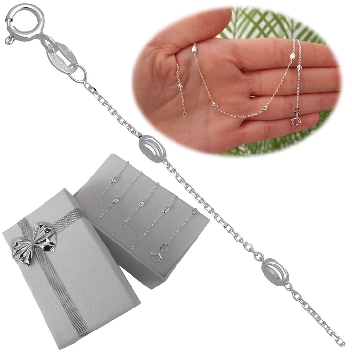 Łańcuszek srebrny DAMSKI ANKIER z kulkami FASOLKI 2.9mm 55cm srebro 925