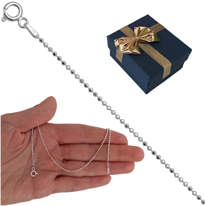 Łańcuszek srebrny kulki 50cm 1.5mm 925