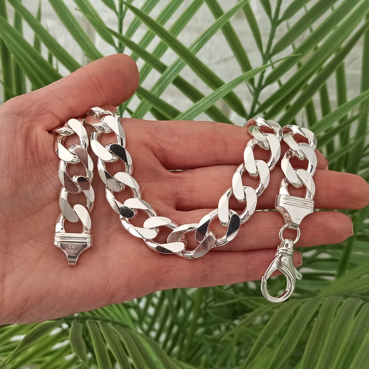 Bransoletka srebrna pancerka 21cm 14,5mm 925