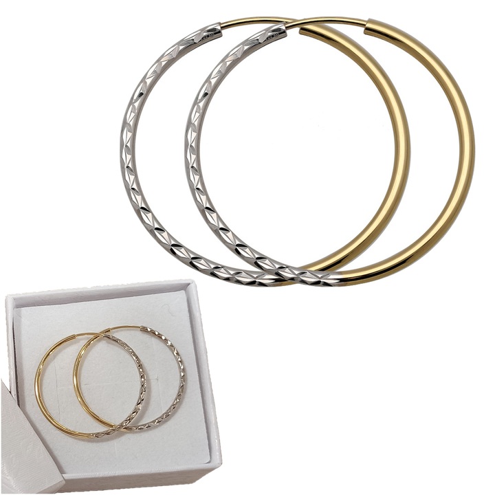 Kolczyki złote KÓŁKA 25mm diamentowane KOŁA kółeczka BIAŁE ZŁOTO 585