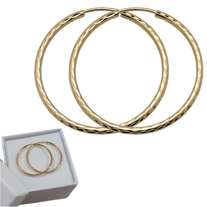 Kolczyki złote KÓŁKA 25mm diamentowane KOŁA kółeczka ZŁOTO 585