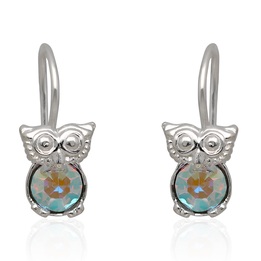 Kolczyki srebrne z cyrkoniami crystal AB bigiel sowy 925