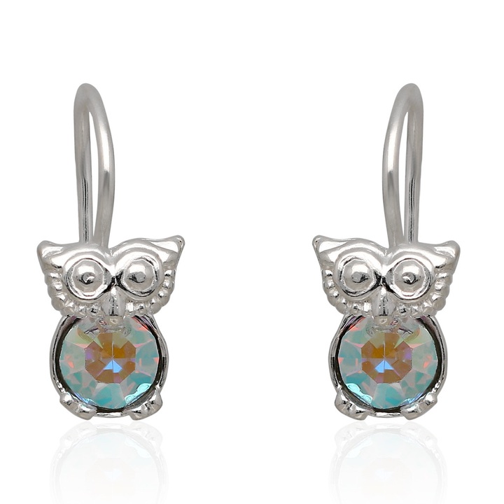 Kolczyki srebrne z cyrkoniami crystal AB bigiel sowy 925