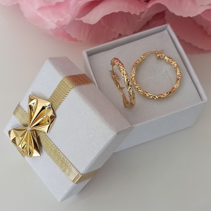 Kolczyki złote KÓŁKA skręcane diamentowane KOŁA 2cm ZŁOTO 585
