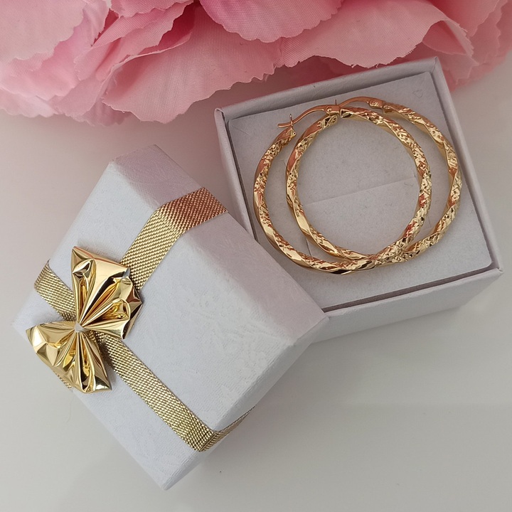 Kolczyki złote KÓŁKA skręcane diamentowane KOŁA 3cm ZŁOTO 585