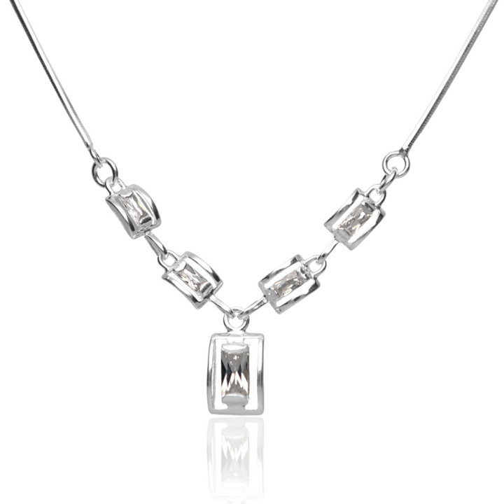 Naszyjnik srebrny z cyrkoniami crystal 925
