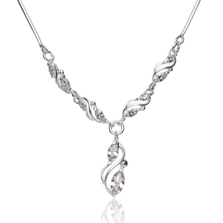 Naszyjnik srebrny z cyrkoniami crystal 925