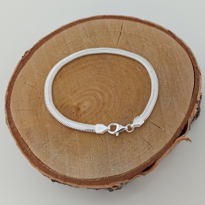 Bransoletka srebrna żmijka płaska 18cm 925
