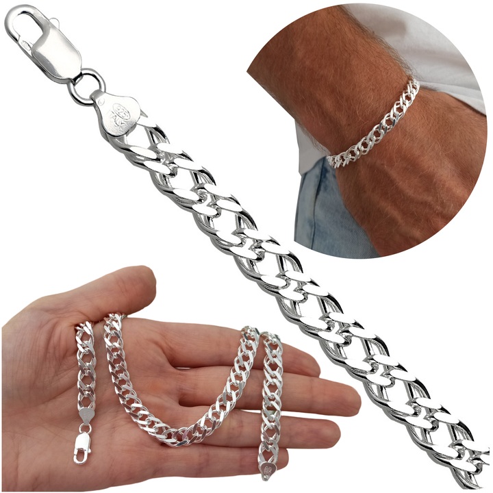 Bransoletka srebrna rombo 22cm 8mm 925