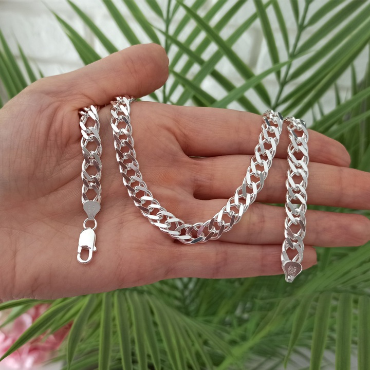 Bransoletka srebrna rombo 23cm 8mm 925