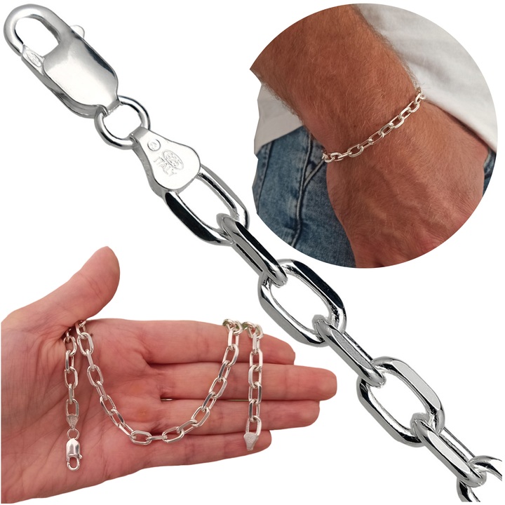 Bransoletka srebrna ankier 22cm 6.7mm 925
