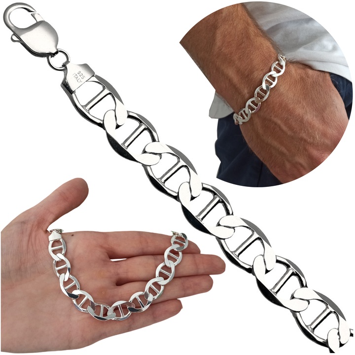 Bransoletka srebrna żyletka 23cm 12mm 925