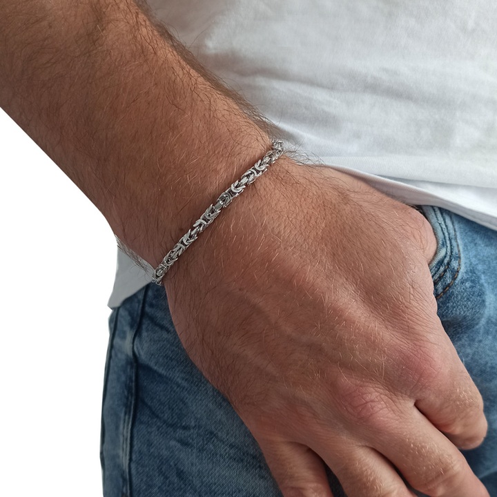 Bransoletka SREBRNA męska SPLOT KRÓLEWSKI bizantyjski 21cm 3,8mm 925