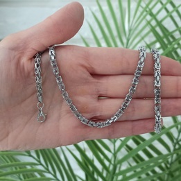 Bransoletka SREBRNA męska SPLOT KRÓLEWSKI bizantyjski 21cm 3,8mm 925