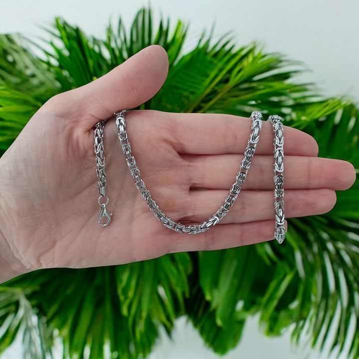Bransoletka SREBRNA męska SPLOT KRÓLEWSKI bizantyjski 21cm 3,8mm 925