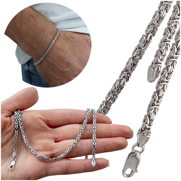 Bransoletka SREBRNA męska SPLOT KRÓLEWSKI bizantyjski 19cm 2,9mm 925