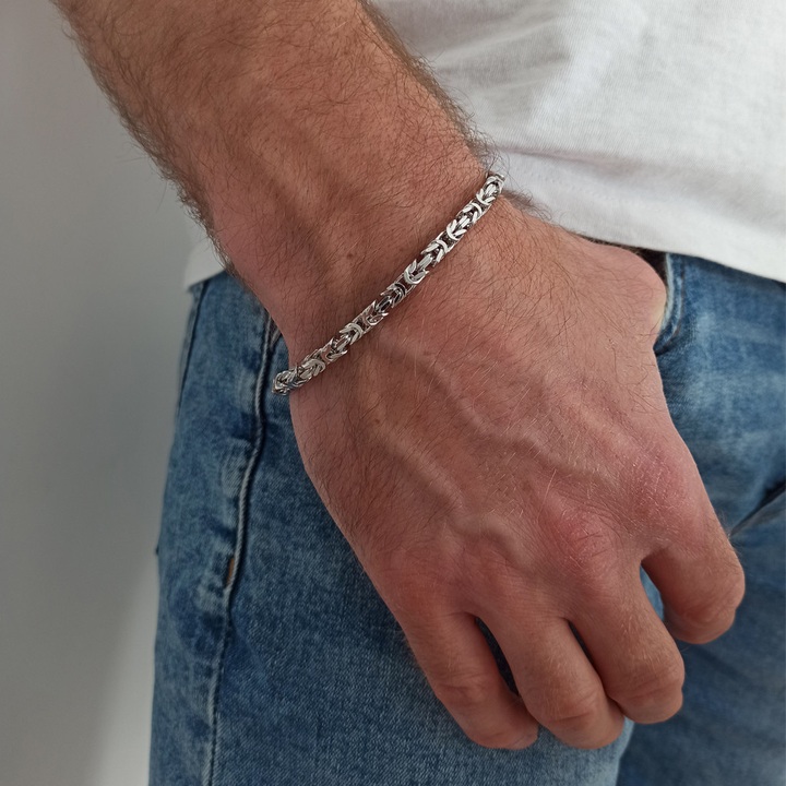 Bransoletka SREBRNA męska SPLOT KRÓLEWSKI bizantyjski 19cm 4,5mm 925