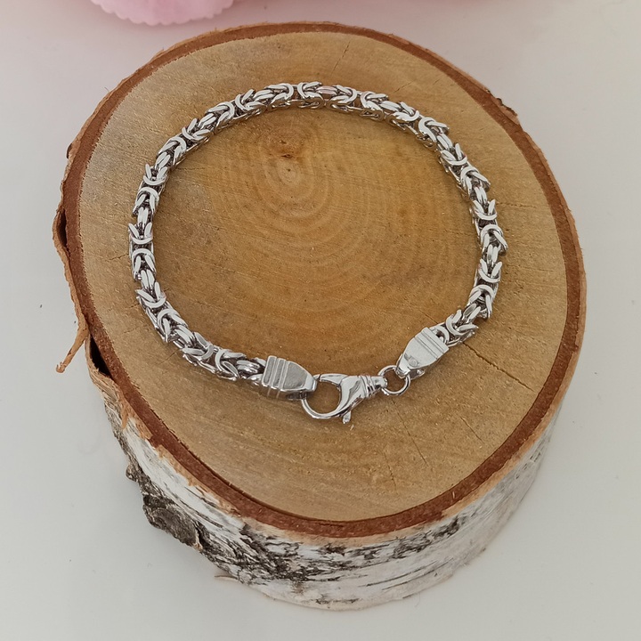 Bransoletka SREBRNA męska SPLOT KRÓLEWSKI bizantyjski 20cm 4,5mm 925