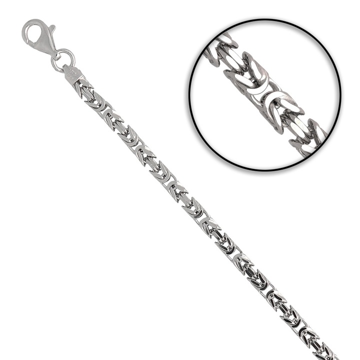 Bransoletka SREBRNA męska SPLOT KRÓLEWSKI bizantyjski 21cm 3,8mm 925