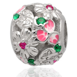 Wisiorek srebrny modułowy CHARMS BEADS kwiatki srebro 925