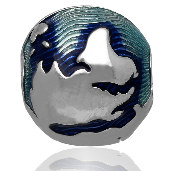 Wisiorek srebrny modułowy CHARMS BEADS kula ziemska srebro 925