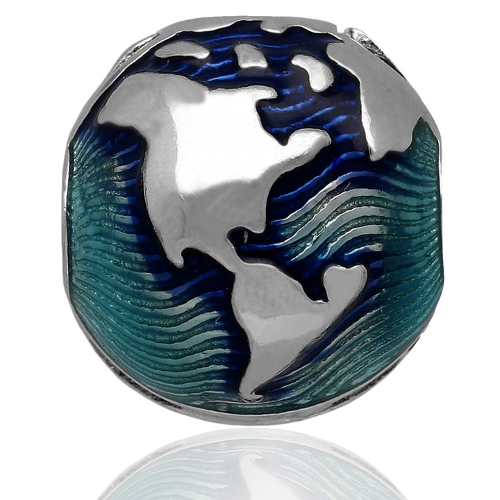Wisiorek srebrny modułowy CHARMS BEADS kula ziemska srebro 925