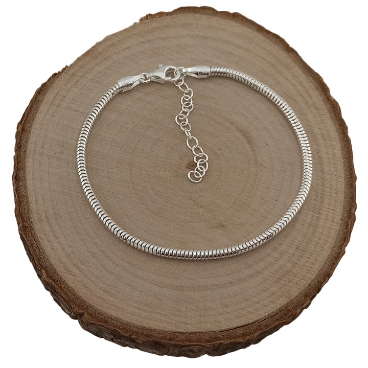 Bransoletka srebrna modułowa CHARMS ŻMIJKA GRUBA 17-21cm 2.4mm SREBRO 925
