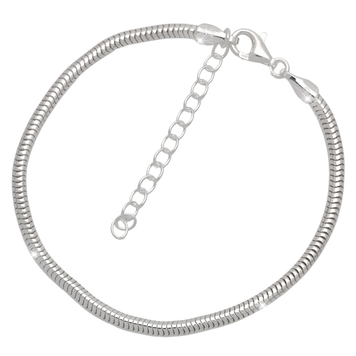 Bransoletka srebrna modułowa CHARMS ŻMIJKA GRUBA 17-21cm 2.4mm SREBRO 925