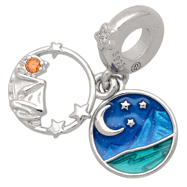 Wisiorek srebrny modułowy CHARMS BEADS gwiazdy noc srebro 925