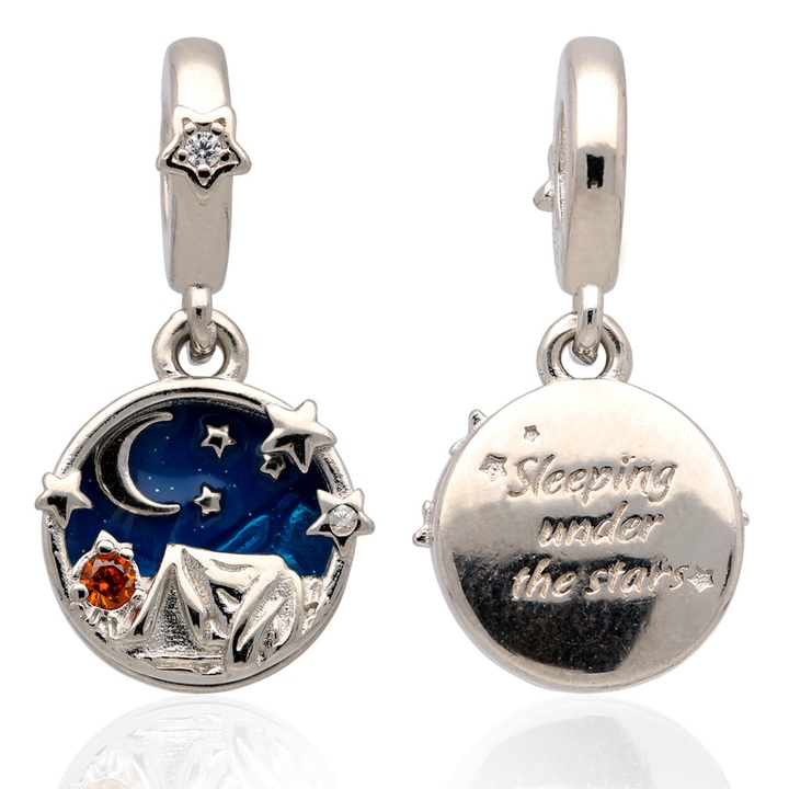 Wisiorek srebrny modułowy CHARMS BEADS gwiazdy noc srebro 925