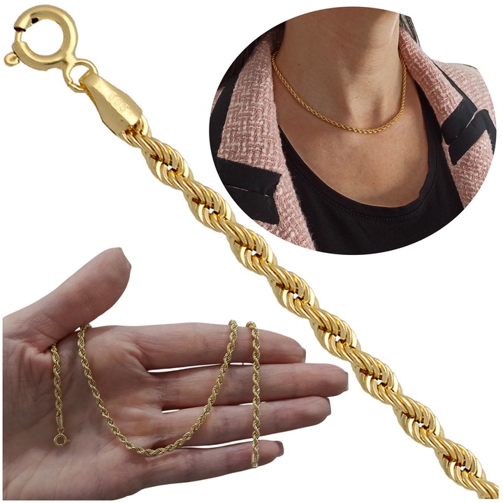 Łańcuszek złoty kordel 50cm 3mm złoto pr.585