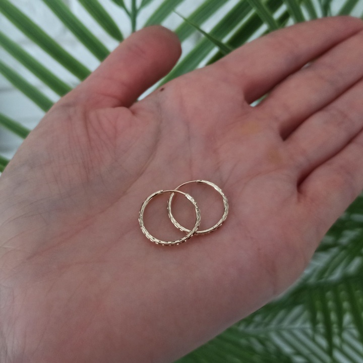 Kolczyki złote KÓŁKA 15mm diamentowane KOŁA kółeczka ZŁOTO 585