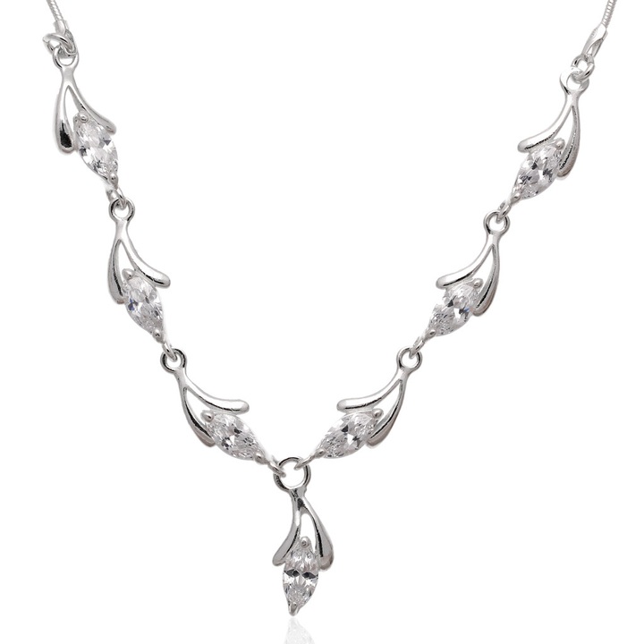 Naszyjnik srebrny z cyrkoniami crystal 925