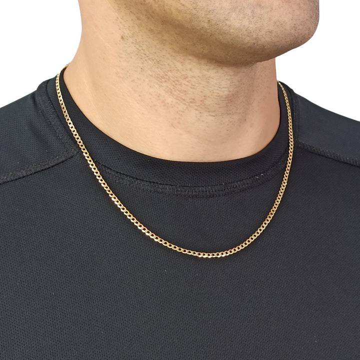 ŁAŃCUSZEK ZŁOTY pełny pancerka 55cm z KRZYŻYKIEM ZŁOTO 585