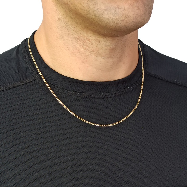 ŁAŃCUSZEK ZŁOTY pełny pancerka 55cm z KRZYŻYKIEM ZŁOTO 585