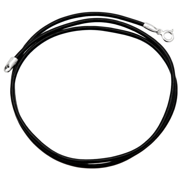 Rzemień skórzany czarny 50cm zapięcie AG925