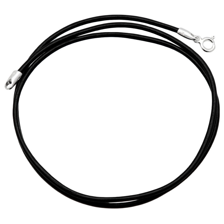 Rzemień skórzany czarny 55cm zapięcie AG925