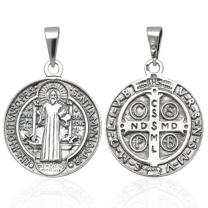 Medalik oksydowany Św.Benedykt Srebro pr.925