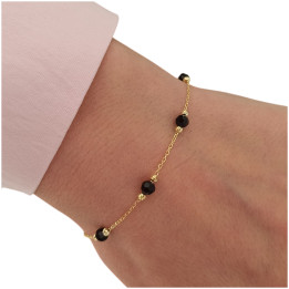 Bransoletka pozłacana z czarnymi cyrkoniami 925