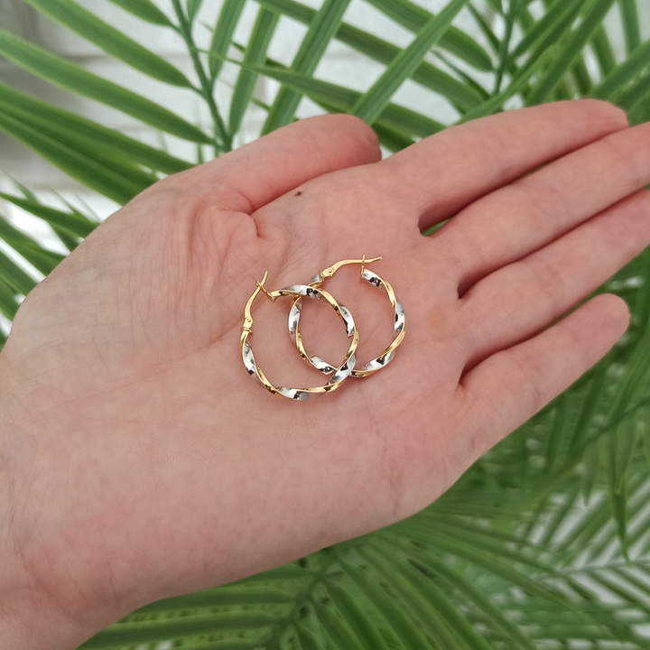 Kolczyki złote koła skręcane 20mm kółka białe złoto 585